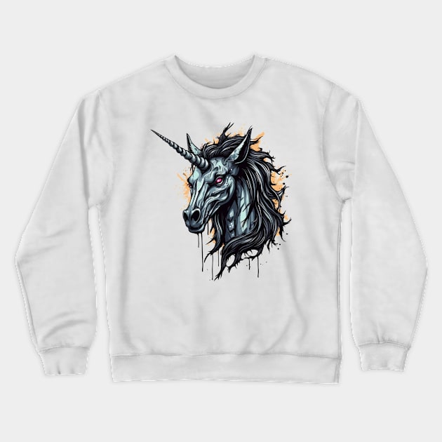 Creepy Unicorn Crewneck Sweatshirt by OscarVanHendrix